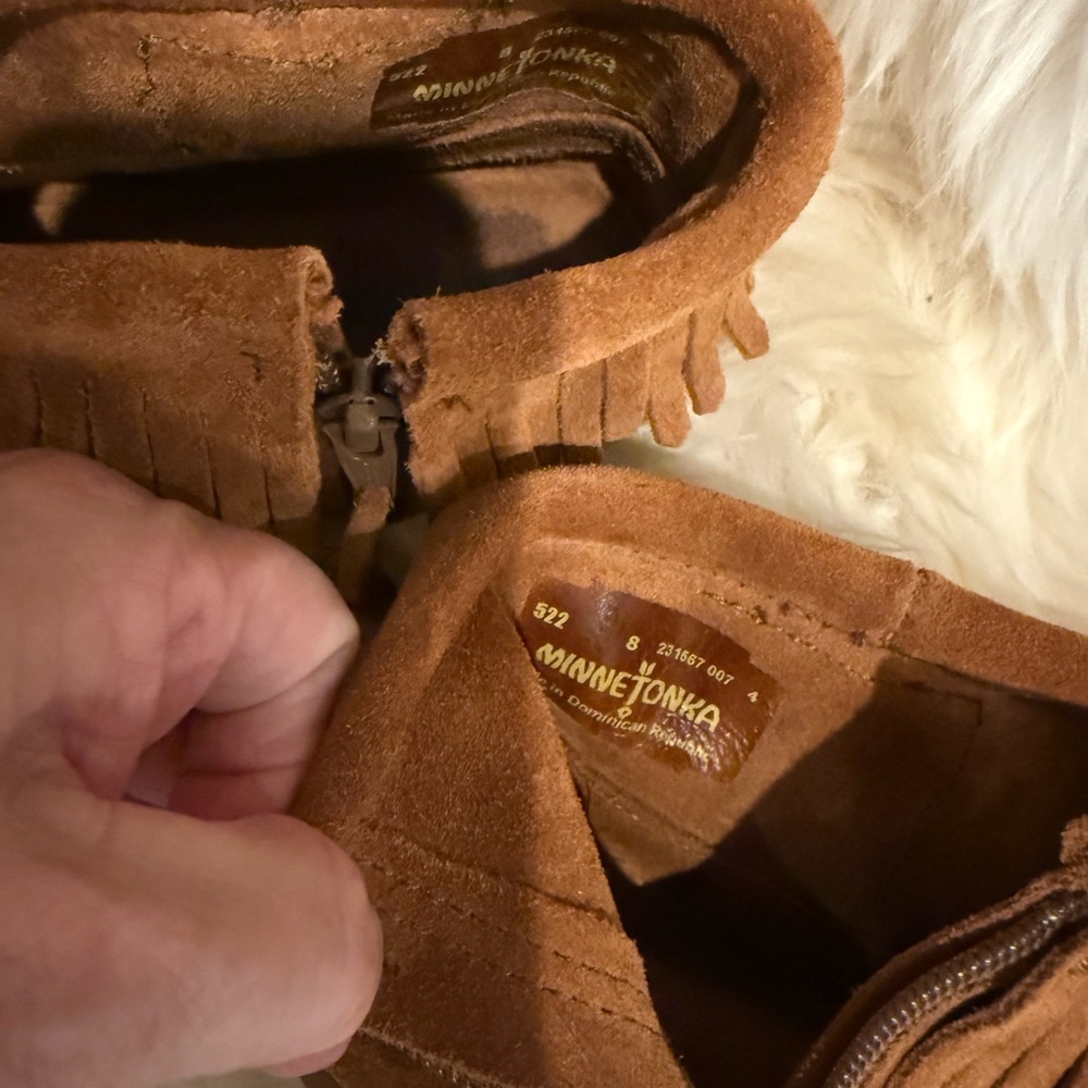 Minnetonka Brown Suede Fringe Moccasins - Picture 6 of 9